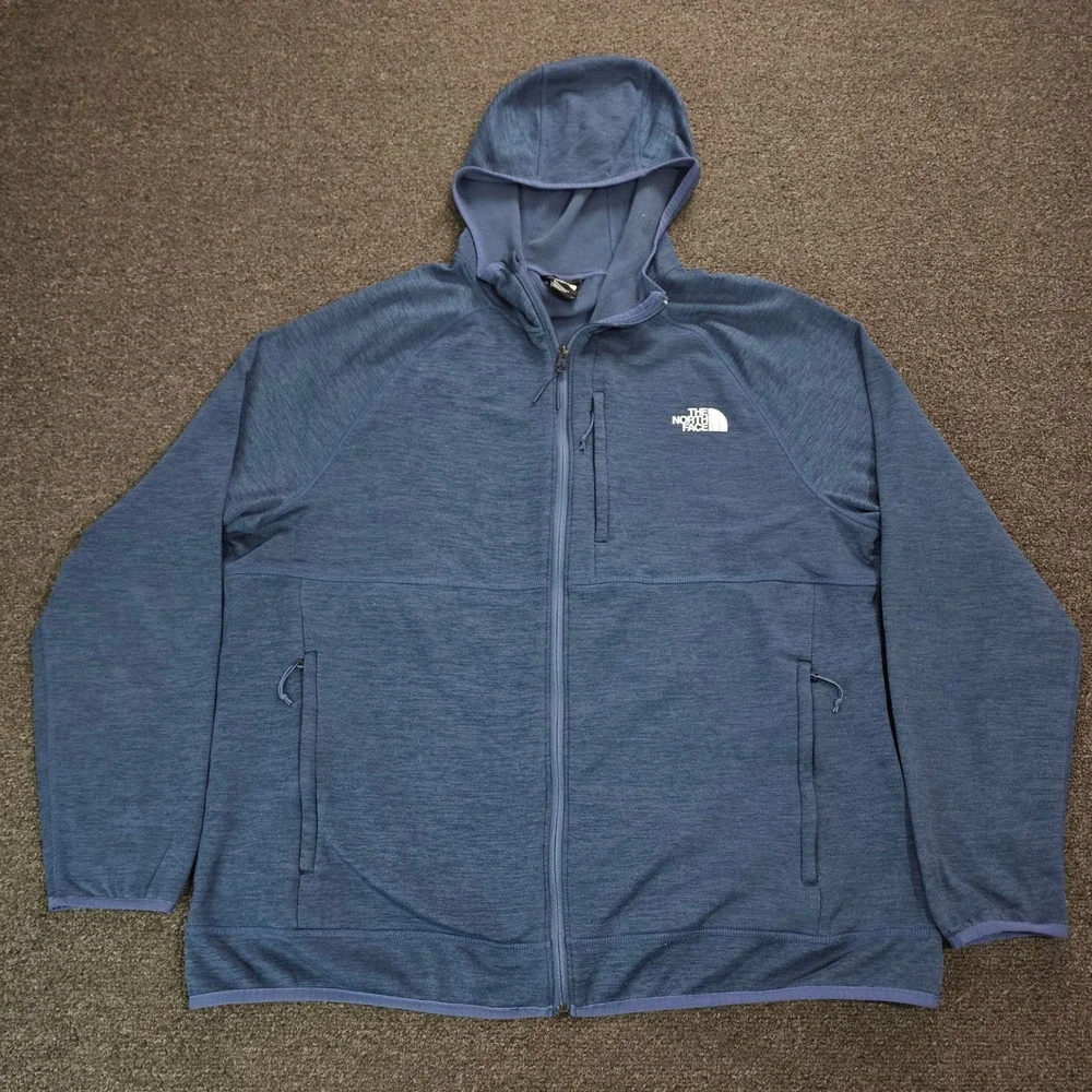 The North‎ Face CanyonlandsHoodie Mens XXL Blue Heathered Fleece Jacket Full Zip